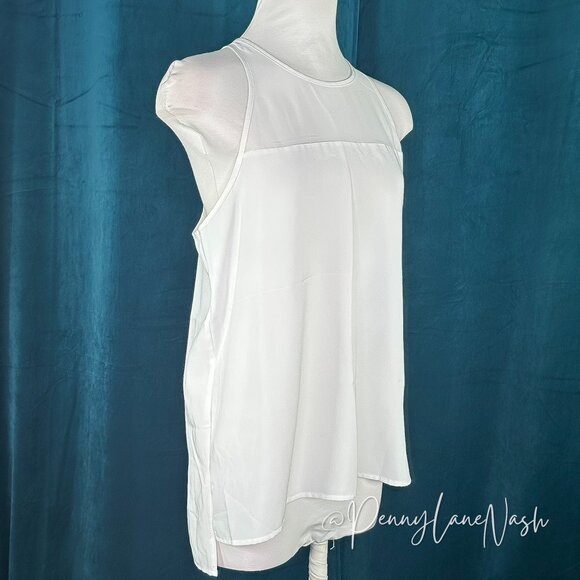 Sam Edelman Sheer Yoke Tank Top Medium M White - Picture 4 of 13